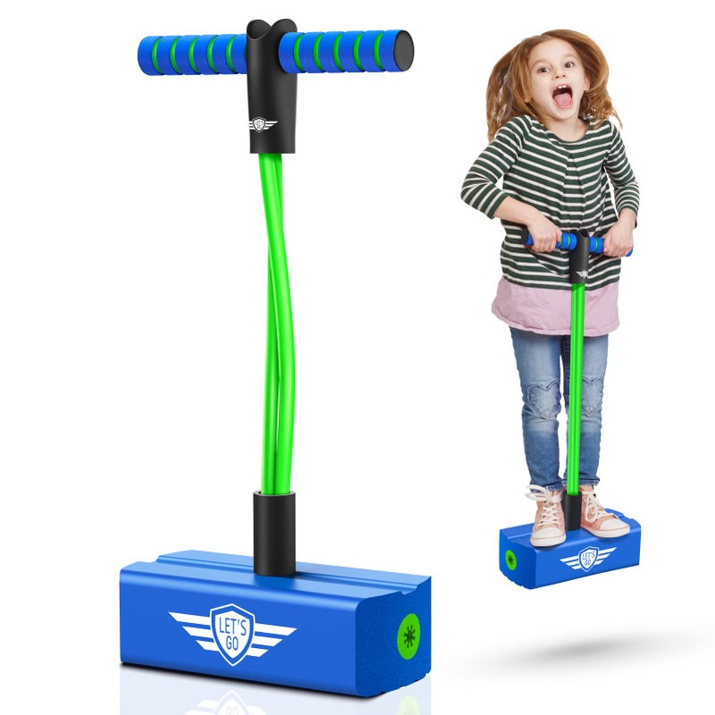 CUUGO LET'S GO! CG Toys for 3-12 Year Old Boys Girls, Foam Pogo Jumper for Kids Outdoor Toys Gifts for 3-12 Year Old Boys Pogo Stick for Kids Age 7 and Up Xmas Birthday Party Gifts Stocking Stuffersï¼ˆGreen Blueï¼‰ - Image 1
